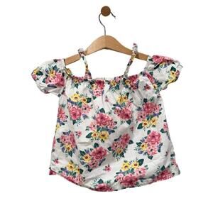 Janie and Jack Off the Shoulder Floral Top White, Pink, Yellow 6